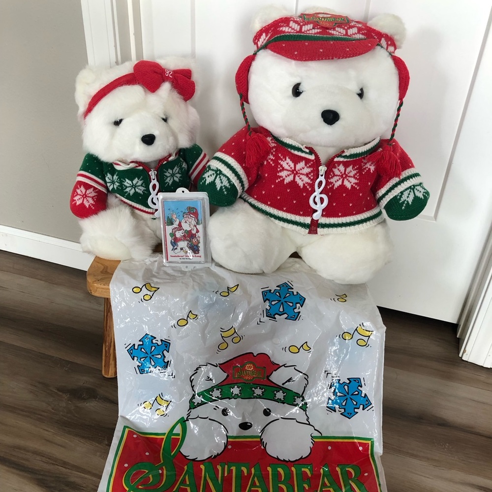 COPY - 1992 Dayton Hudson Caroler Santa Bear and Mrs. Santa Bear
